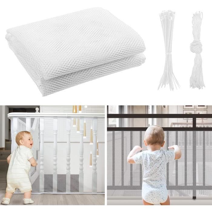 Filet De Sécurité Pour Escalier Et Balcon - 300 X 90 Cm, Blanc, Pour Enfants Et Animaux, Facile à Installer