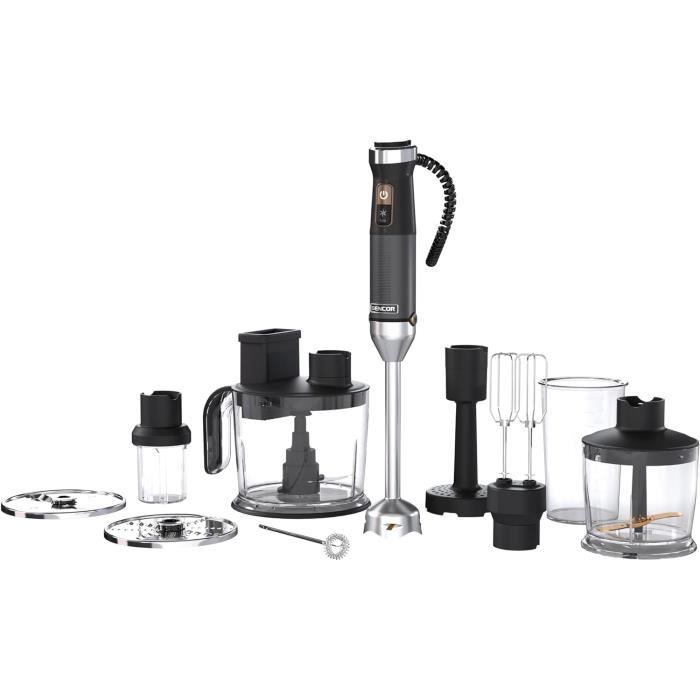 Severin Ensemble mixeur plongeant 1 000 W, multifonctions avec de nombreux accessoires, Presse purée, Mixeur-plongeur, batteur, mélangeur et hachoir