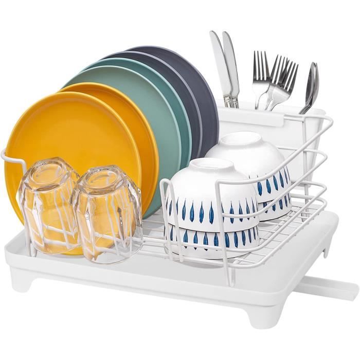 Égouttoir Vaisselle INOX Compact 41x17x10cm - Avec Bac Et Porte-Ustensiles, Idéal Cuisine, Camping Et Caravane