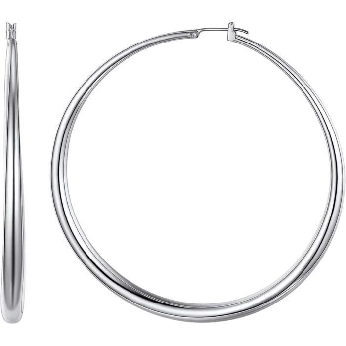 Boucles D’Oreilles Créoles Grand Cerceau Acier Inoxydable – Tendance, Hypoallergéniques, Cadeau Élégant Femme