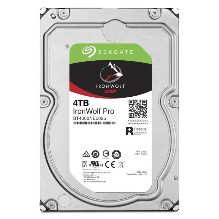 Seagate IronWolf Pro ST4000NE0025 Disque dur 4 To interne 3.5 SATA 6Gb/ 7200 toursmin mémoire tampon : 128 Mo avec Seagate Rescue Data Recovery - vue 2