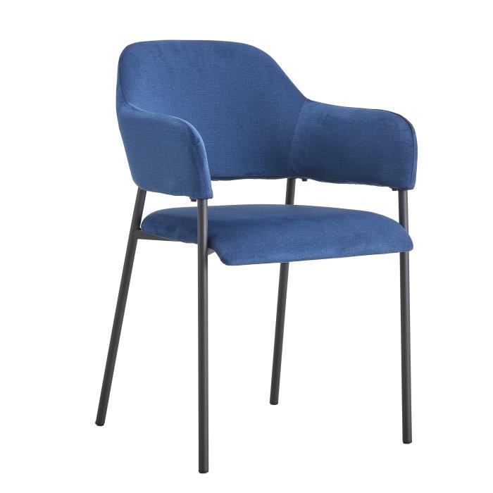 chaise tapissée avec accoudoirs - azhai - bleu marine