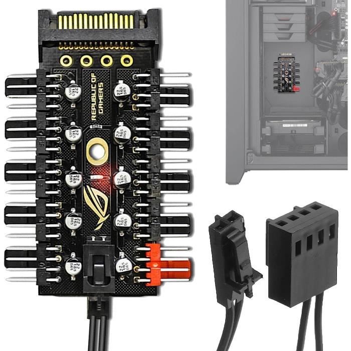 Concentrateur de ventilateur PWM 4 broches, connecteur 4 broches câble