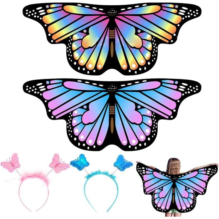 Costume Ailes De Papillon Pour Enfants - Cape, Bandeau Et Masque - Pour Halloween, Fêtes, Carnaval (Lot De 3 Pièces)