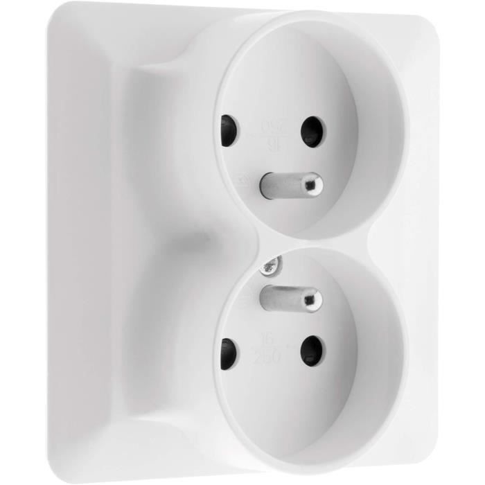 Prise 2P+T 16A Simple Blanc Artezo - Lot De 3 - Design Moderne Et Compact