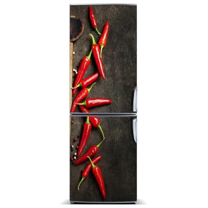 Autocollant Réfrigérateur Cerise Rouge 60x180cm - Vinyle Couvrant Porte Entière