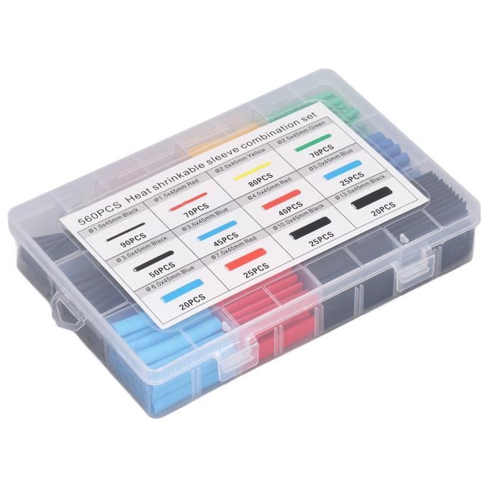 Newaner Kit 560 Pièces Gaine Thermorétractable 2:1 - 12 Tailles 5 Couleurs Isolation Câbles