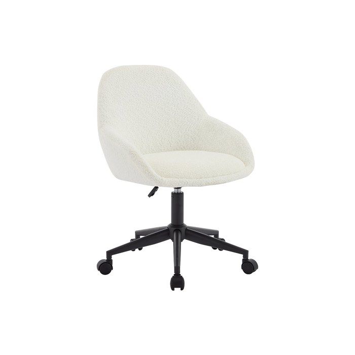 Chaise de bureau - Tissu bouclette - Blanc ivoire - Hauteur réglable - NAODY Chaise de bureau - Tissu bouclette - Blanc ivoire - Hauteur réglable - NAODY