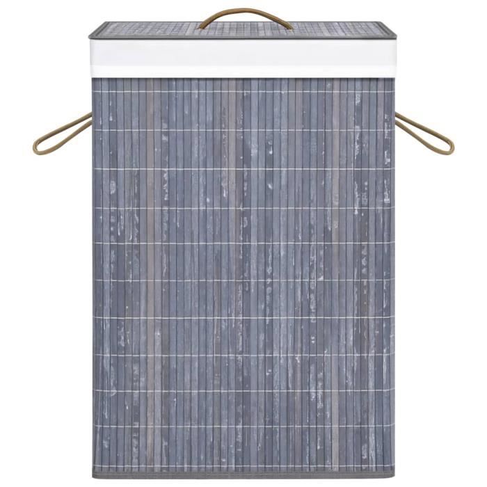 Panier à linge bambou avec sac lavable et couvercle rabattable XL