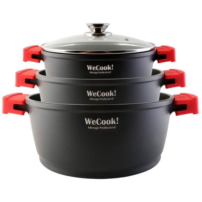 Batterie de Cuisine à Induction 6 Pièces en Fonte d'Aluminium Antiadhésive Wecook STONE3  Noir 854025