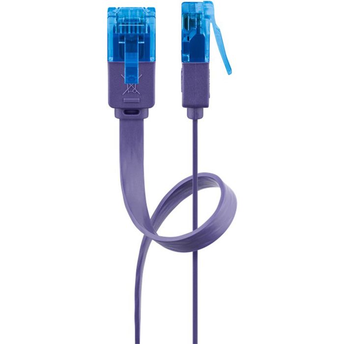 Cordon de raccordement CAT 6a - GOOBAY - 50 cm - Moulé plat serre-câble - Violet