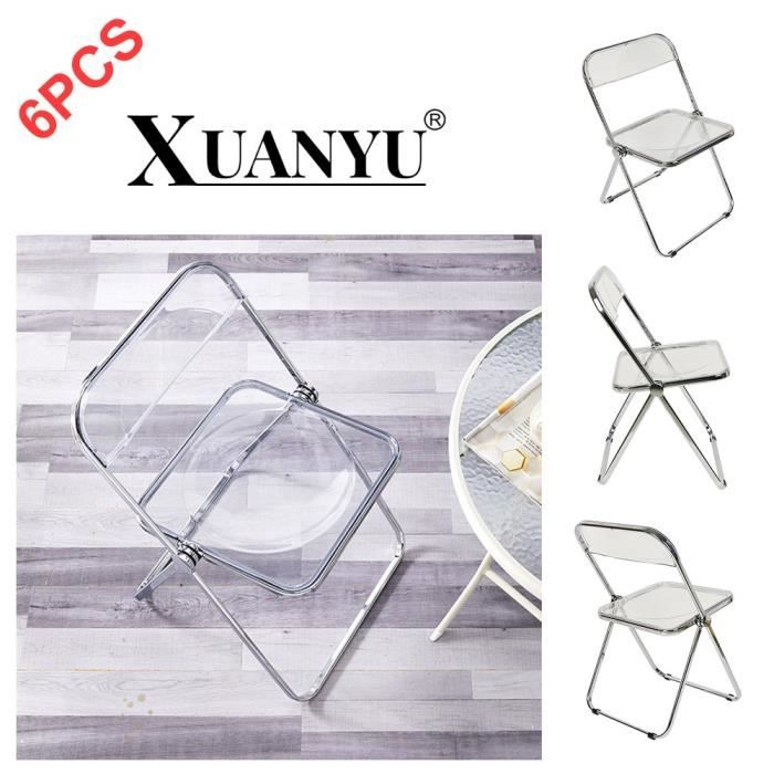 Chaise pliante transparente XUANYU - Lot de 6 - Acrylique - Convient pour Salle à Manger Salon