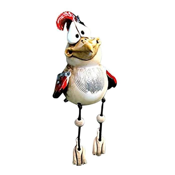 Statue De Coq Pour Jardin – Décoration Extérieure En Résine Peinte à La Main | Hauteur 36cm | Résistante Aux Intempéries