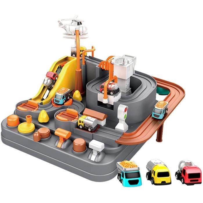 Circuit Voiture Enfant, Jouets Véhicules avec Ville Piste, Puzzle Pistes de Voiture Jeux d