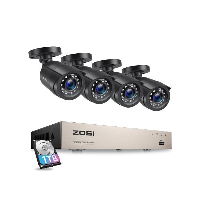 ZOSI 1080P 8CH H.265+ DVR 1TB Disque dur avec 1080p Caméra de