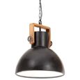 Lampe suspendue industrielle Plafond Éclairage luminaire pour Restaurant Terrasse Salon 25 W Noir Rond 40 cm E27-1