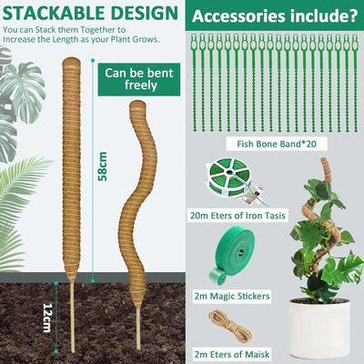 Talifoca 2PCS Tuteur Plante Pliable 60 cm, Support Coco pour Plantes Grimpantes et Monstera, Maison et Jardin Talifoca 2PCS Tuteur Plante Pliable 60 cm, Support Coco pour Plantes Grimpantes et Monstera, Maison et Jardin