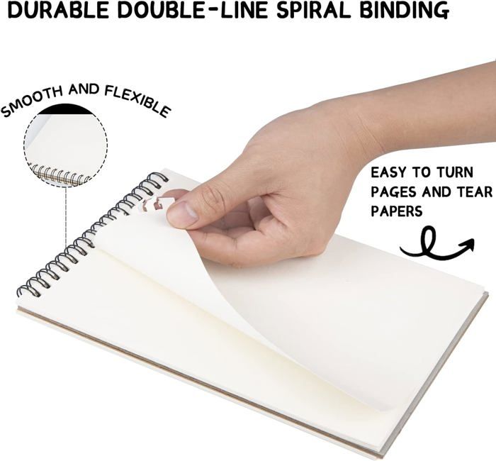 Carnet De Croquis A5 À Reliure Spirale, Bloc-Notes De 30