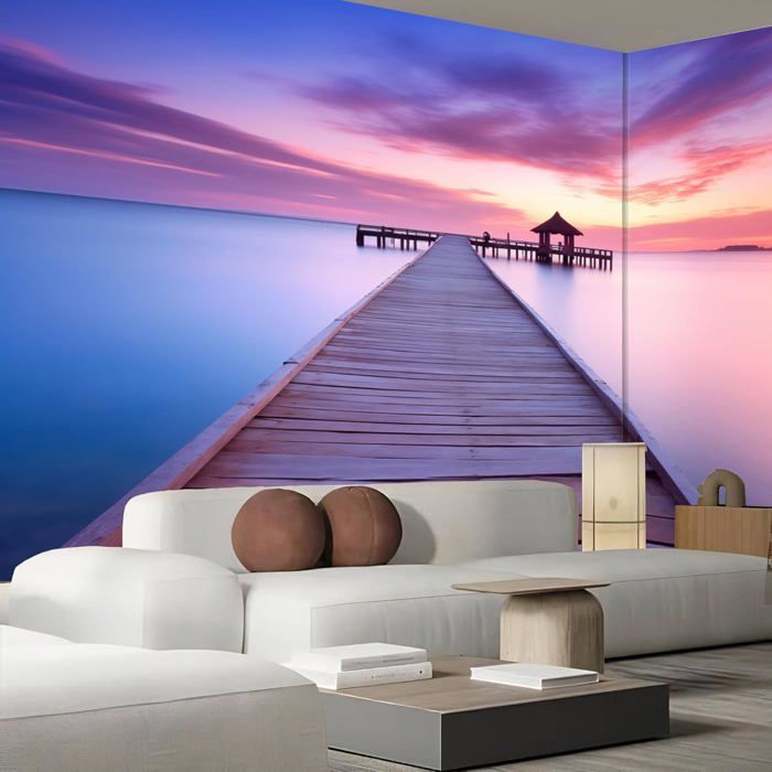 Autocollant Escalier 3D Coucher De Soleil Sur Mer - Déco Murale Vinyle - Motif 1392NA