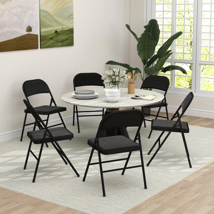 Lot De 6 Chaises Pliantes Similicuir Argent-noir – HAEST – Acier – Solides