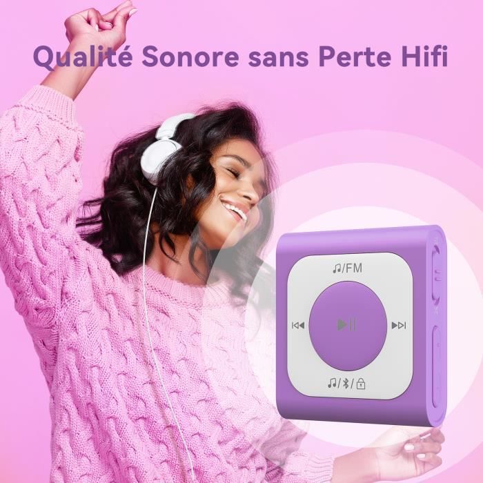 Lecteur MP3 Bluetooth AGPTEK 64Go - Podomètre, Radio FM - 36g