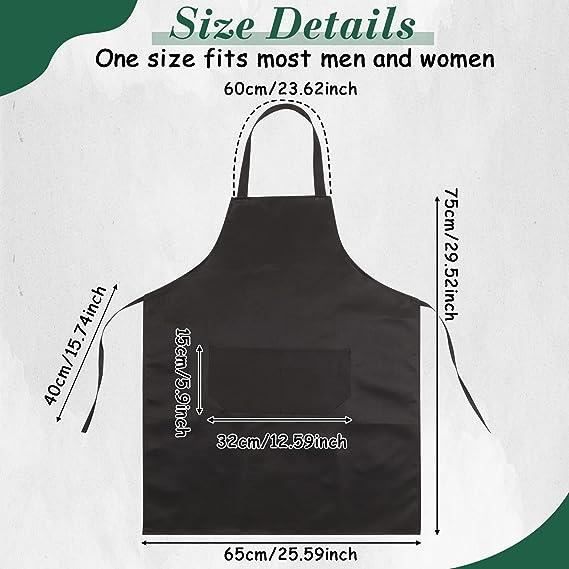 Lot De 10 Tabliers De Cuisine Noirs - 2 Poches, Taille 72x62cm, Réglables, Imperméables, Pour Cuisine, Barbecue, Bricolage - 3