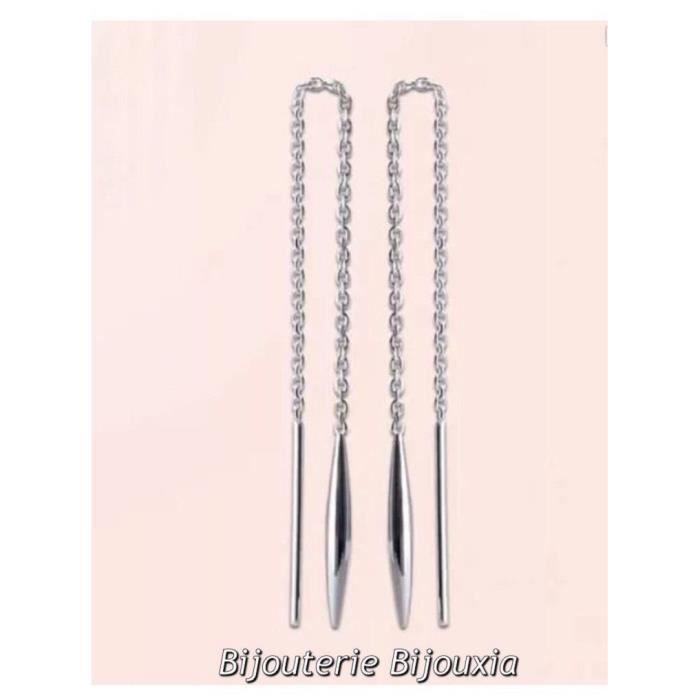 Boucles D'oreilles Pendantes Argent 925/1000 – Chaînettes, Modèle HAR-0263
