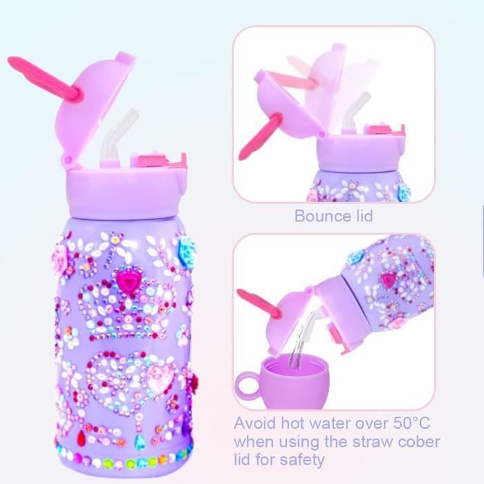 Gourde Licorne DIY Enfant - Kit Créatif Avec Autocollants Et Peinture - Cadeau Fille 3-10 Ans - Bouteille 600ml Sans BPA