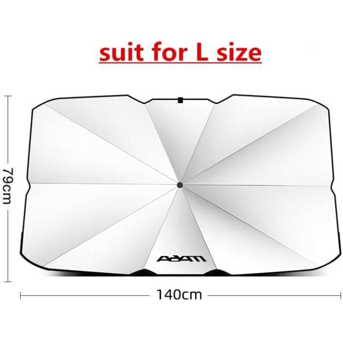 Pare-soleil De Pare-brise Pliable Pour Voiture - 145 X 65 Cm, Double Couche Argent/noir, Protection UV, Rangement Facile
