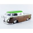 Voiture Miniature de Collection - JADA TOYS 1/24 - VOLKSWAGEN Bus Pick-up Groot Guardians of Galaxy - 1963 - Brown / White / Green-2