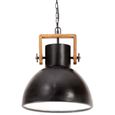 Lampe suspendue industrielle Plafond Éclairage luminaire pour Restaurant Terrasse Salon 25 W Noir Rond 40 cm E27-2