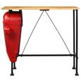 699MONDIAL•)Table de bar-Table de Bistrot Table de Comptoir Table de Cuisine Simplicity & CHICBois de manguier 60x120x107 cm Rouge T-2