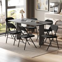 HOMCOM Lot De 4 Chaises Pliantes Avec Coussin Lin - Chaises Salle à Manger Portables Beige