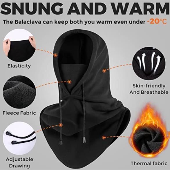 Cagoule Imperméable Doublée Polaire - Masque Facial Ski, Unisexe, Taille Unique, Plusieurs Couleurs - 2