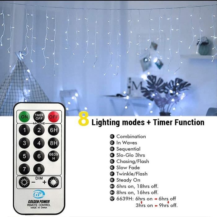 Herefun Rideau Lumineux Étoiles, LED Rideau Lumineux, 3 Pièces