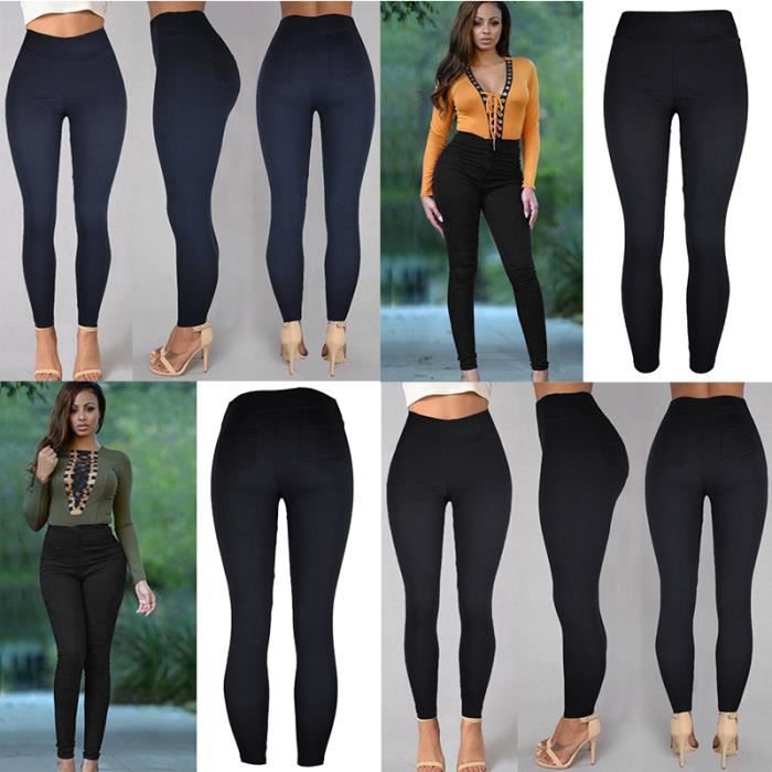 Leggings Coton Legging Long Taille Haute Bleu Marine Femme La