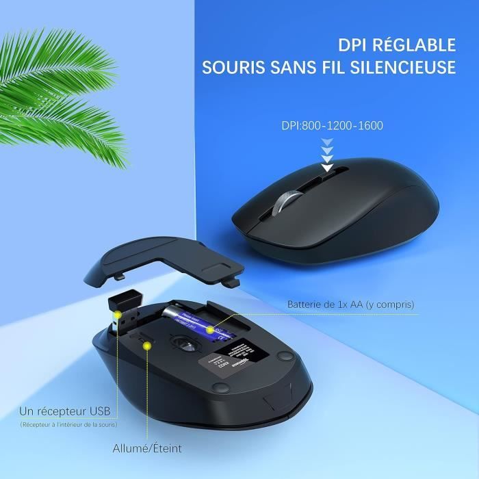 Clavier Souris Sans Fil Rechargeable, 2,4Ghz Compacte, Portable