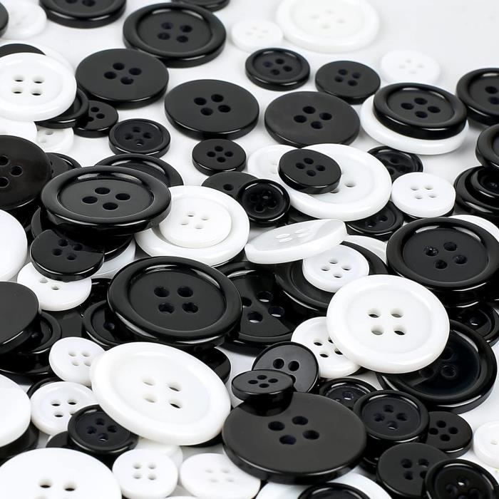 160 Pièces De Boutons Noirs Et Blancs, Boutons Ronds En Résine à 4