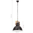 Lampe suspendue industrielle Plafond Éclairage luminaire pour Restaurant Terrasse Salon 25 W Noir Rond 40 cm E27-3