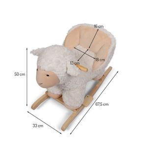 Mouton à Bascule Baninni Avec Musique - Jouet D'Éveil En Peluche Et Bois Pour Enfant Dès 1 An