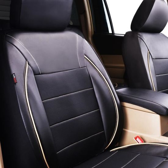 CAR PASS New Arrival Black and Black 6PC Car Passage Universel Cuir Housses de Si/ège Auto