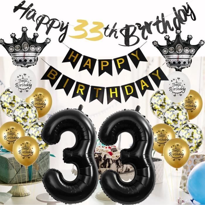 Ponmoo Decoration Anniversaire Ballon Noir et Or Homme Femme 89pcs, Ballons  Anniversaire Happy Birthday Party, Deco Anniversaire Ballons Kit Joyeux  Anniversaire…