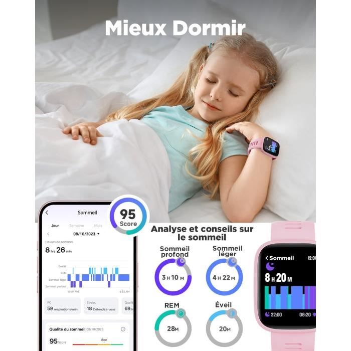 Montre Enfant Non Connectée - BIGGERFIVE - Brave 2 - Podomètre - Cardiofréquencemètre - IP68