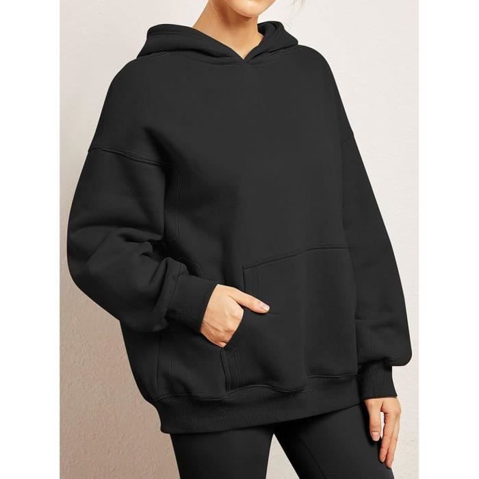 Sweat à capuche hoodie oversize noir femme