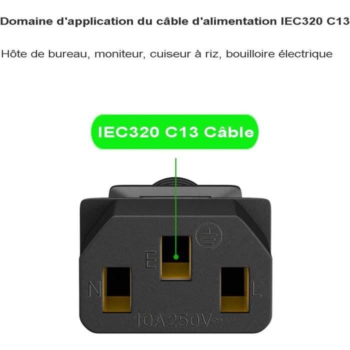 Câble alimentation secteur Europa IEC C13 - pour PC fixe