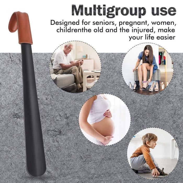 Chausse-pied Pliable En Acier Inoxydable - Compact, Ergonomique, Avec étui PU, Idéal Voyages Et Personnes âgées