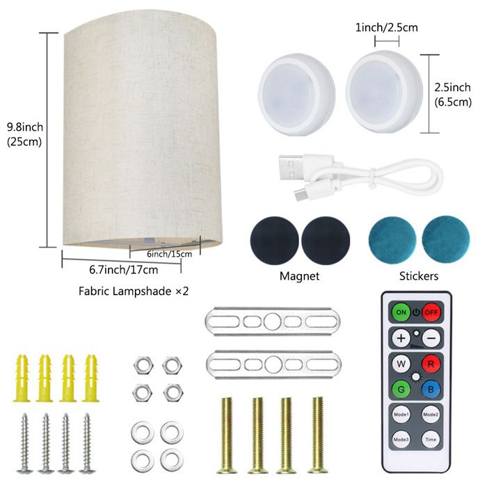 Lot De 2 Appliques Murales LED RGB Sans Fil Avec Télécommande - Éclairage Ambiance Chambre