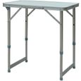 Outsunny Table Pliante Table de Camping Table de Jardin Hauteur réglable Aluminium MDF Blanc-0