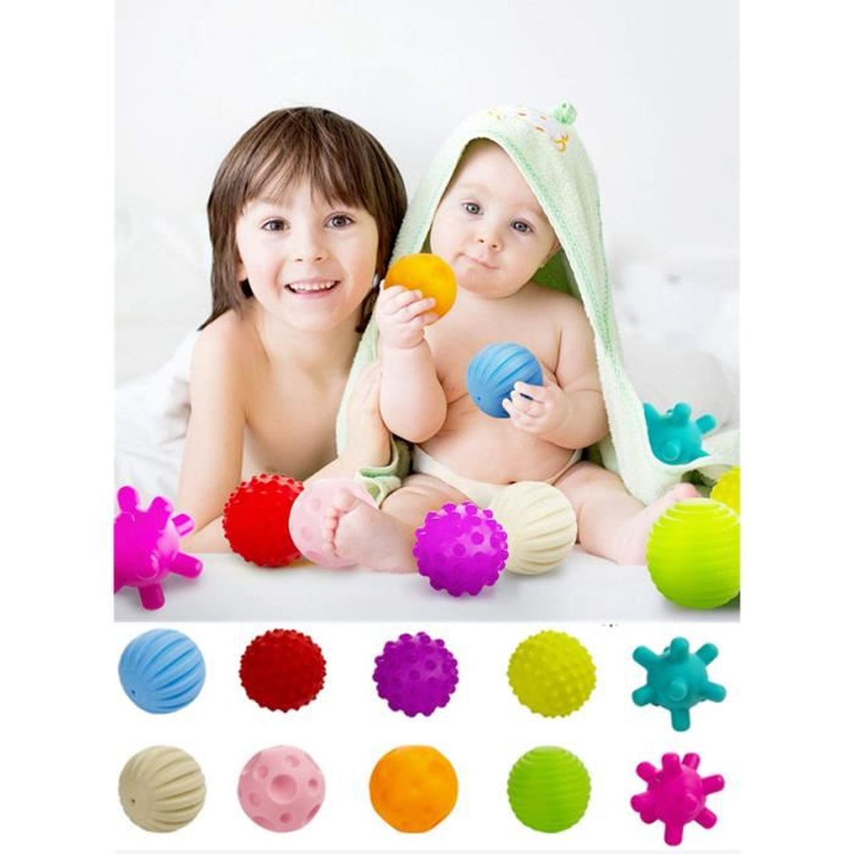 Jouets Pour Bebes 0 6 Mois Balles D Empilage Jouets Educatifs Souples A Presser Jouets De Dentition A Macher Jouets De Bain Bebe Cdiscount Jeux Jouets