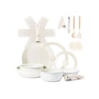 Batterie de cuisine 19 pièces - ALIGHTUP - Poêles 20 26cm, Casseroles 18 20cm, Sauteuse 26cm, Poignée amovible * 2 - Blanc